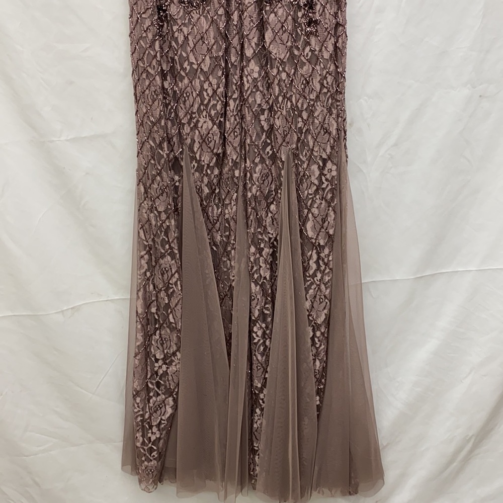 Adrianna Papell mock neck Tback stone beaded dress - Picture 9 of 14